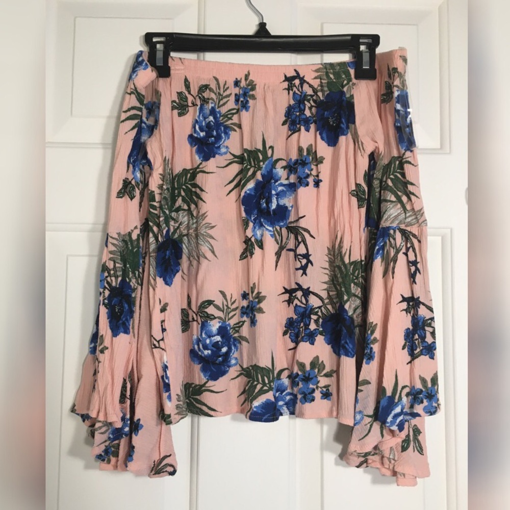 Flowy pink off the shoulder top